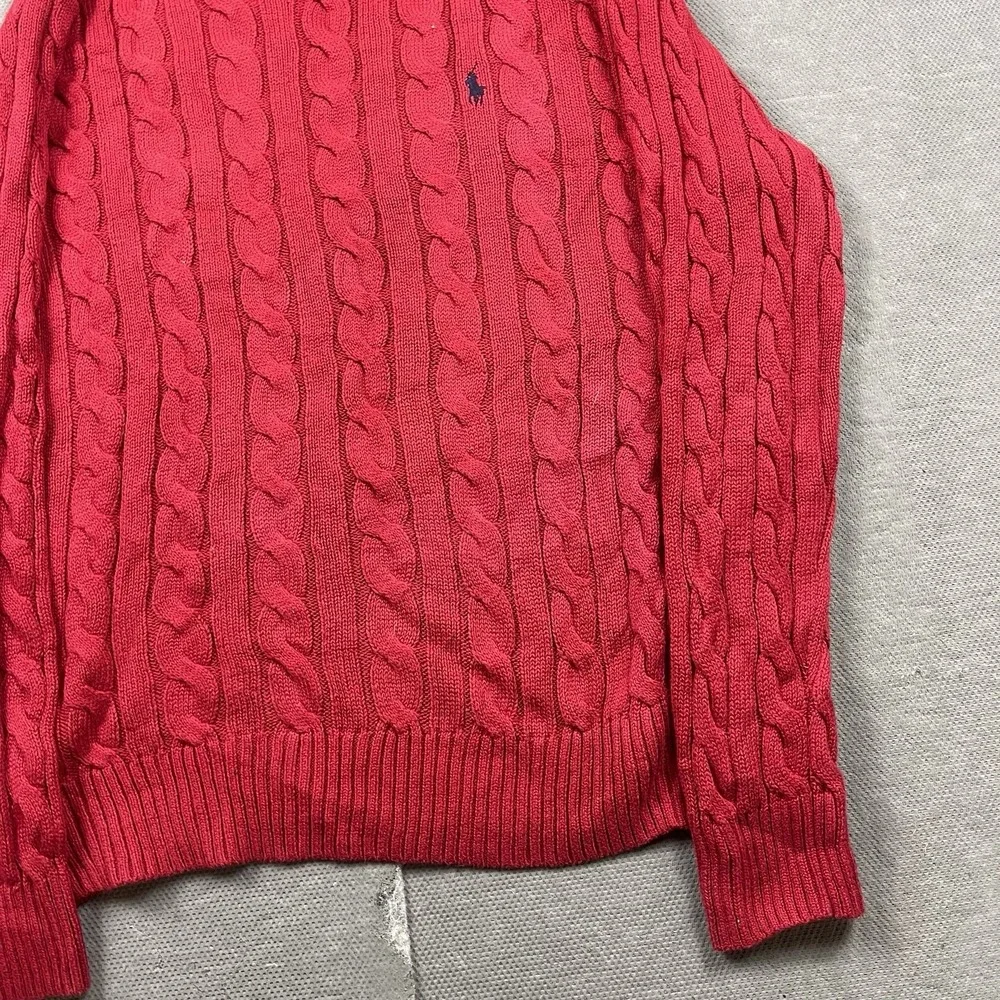 Polo Ralph Lauren Sweater Mens Large Red Cableknit Pullover Crewneck Preppy